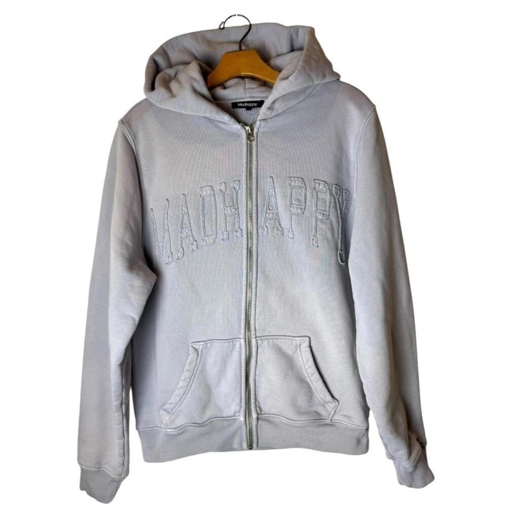 Madhappy Jacket Women XS Purple Gray Cotton Full Zip Hoodie Sweatshirt Athletic